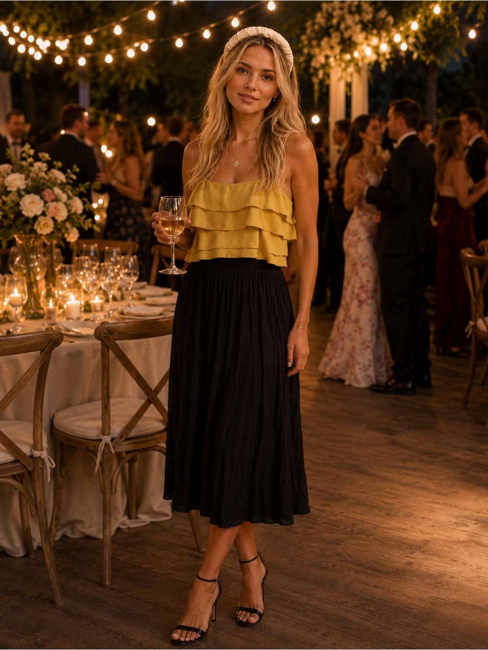 Elle Yellow and Black Layered Dress